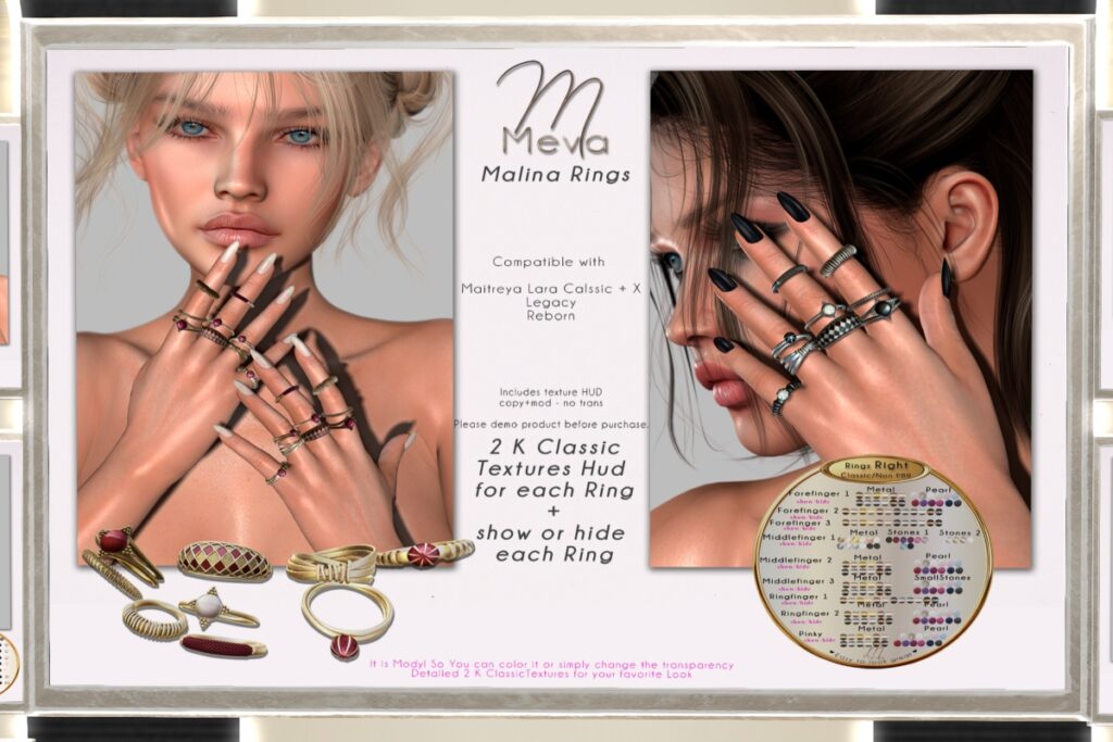 Malina Rings - Legacy/Maitreya/Reborn/+mods, L$540