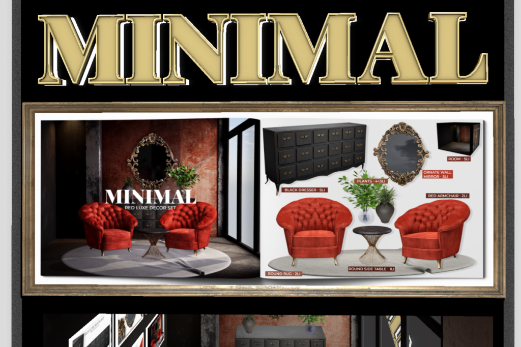 Red Luxe Decor Set, L$188-L$388 each