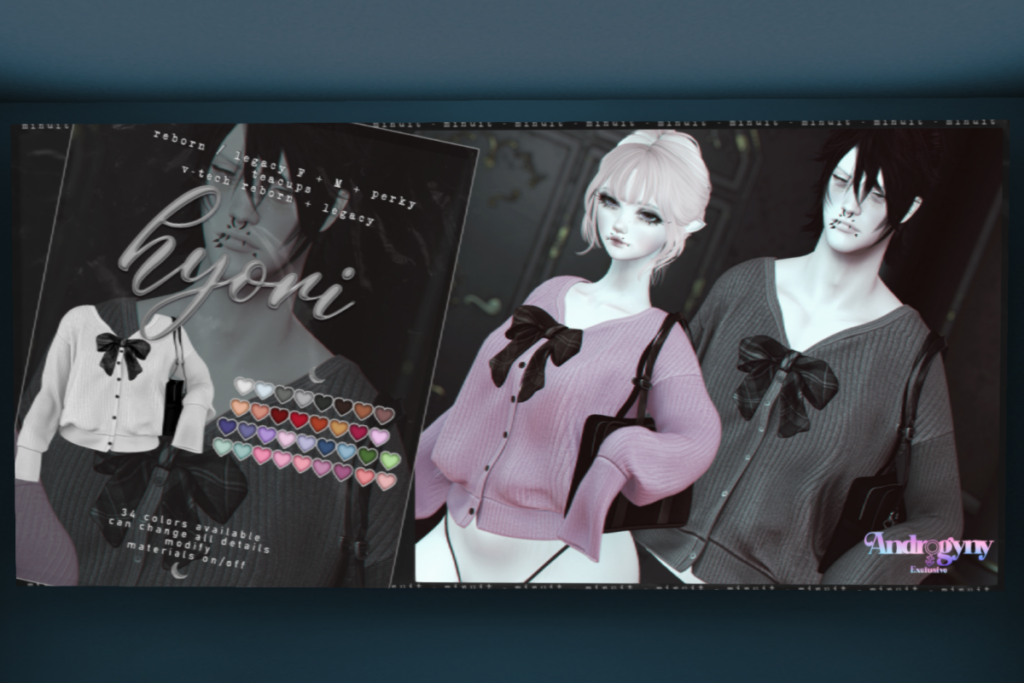 Hyori Cardigan - Legacy F+M/Reborn/+mods, L$800 each/L$1399 FP