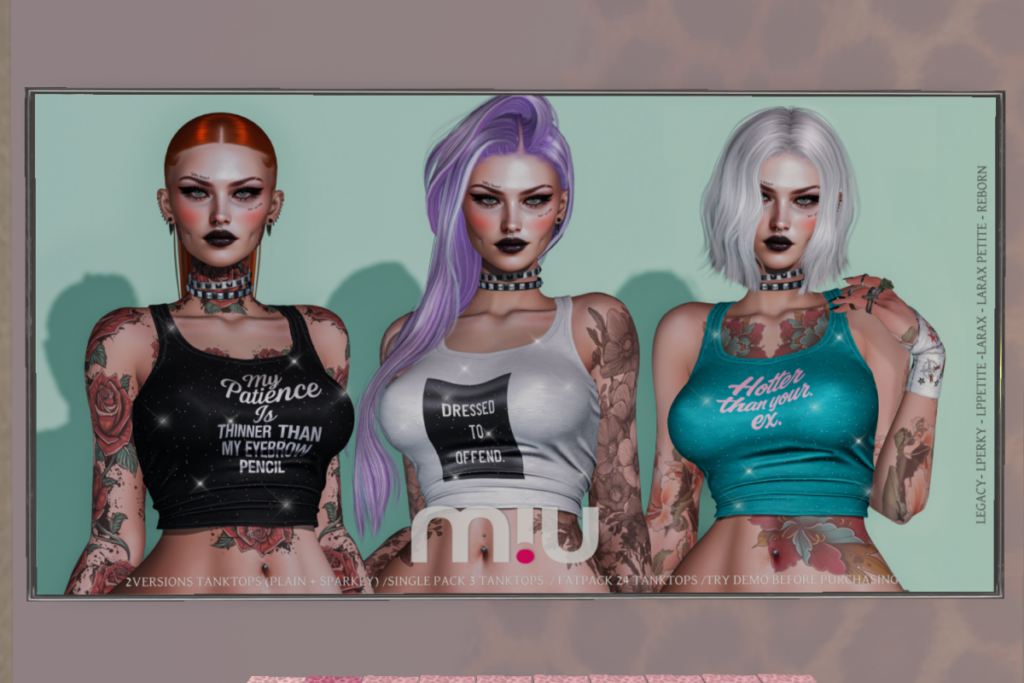 Blinx Tank Top - Legacy/MaitreyaX/Reborn, L$388 each/L$1488 FP