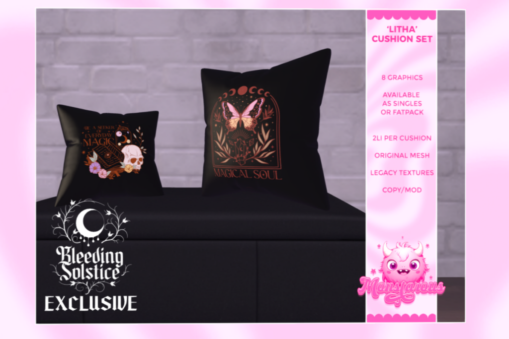 Litha Cushion Set, L$99 each/L$473 FP