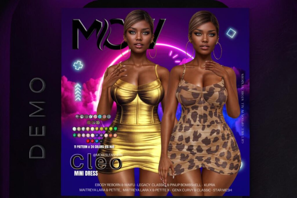 Cleo Mini Dress - GenX/Inithium/Legacy/Maitreya/Reborn/Star/+mods, L$175 each/L$775 each FP