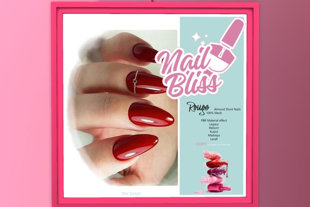 Rouge Mesh Nails - Inithium/Legacy/Maitreya/Reborn/+mods, L$280