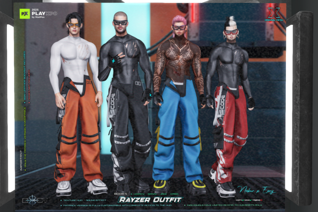 Rayzer Outfit - Gianni/Jake/Kario/Legacy, L$299 each/L$999 FP