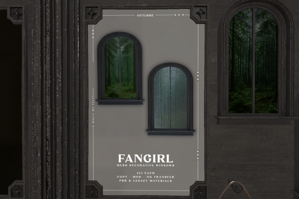 Fangirl Mesh Decorative Windows	&lt;a href=&quot;http://maps.secondlife.com/secondlife/Mellor/95/70/26&quot;&gt;TELEPORT&lt;/a&gt;