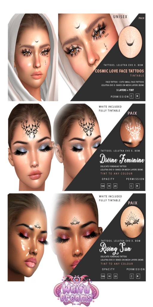 Cosmic Love Face Tattoo - EvoX | Divine Feminine Face Tattoo - EvoX | Rising Sun Face Tattoo - EvoX