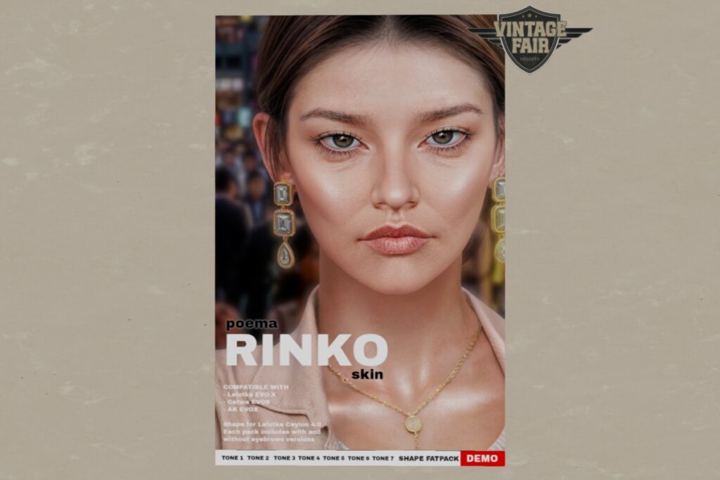 Rinko Skin - AkX/CatwaX/EvoX, L$750 each/L$3500 FP | Rinko Shape - EvoX Ceylon, L$750