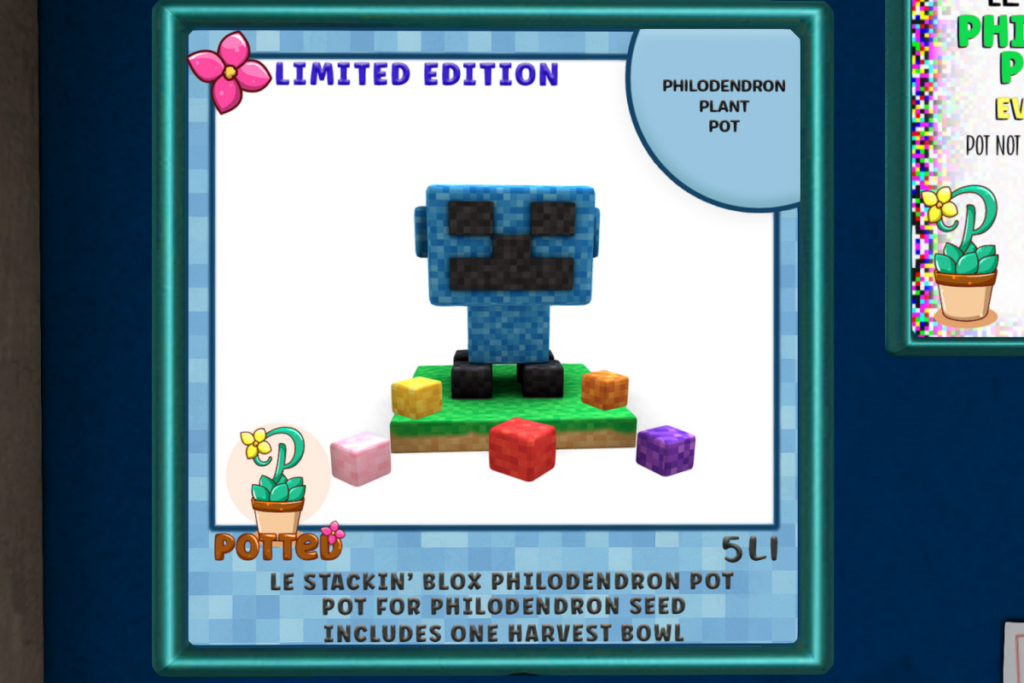 LE Stackin&#039; Blox Philodendron Pot, L$699