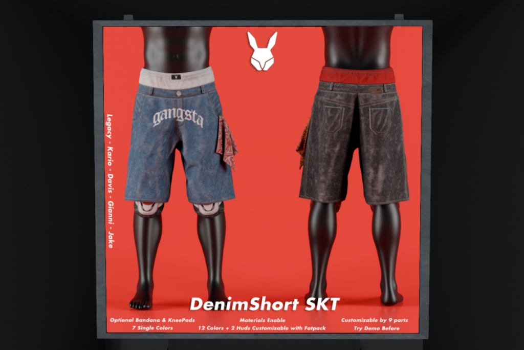 Denim Shorts - Davis/Gianni/Jake/Kario/Legacy, L$249 each/L$999 FP
