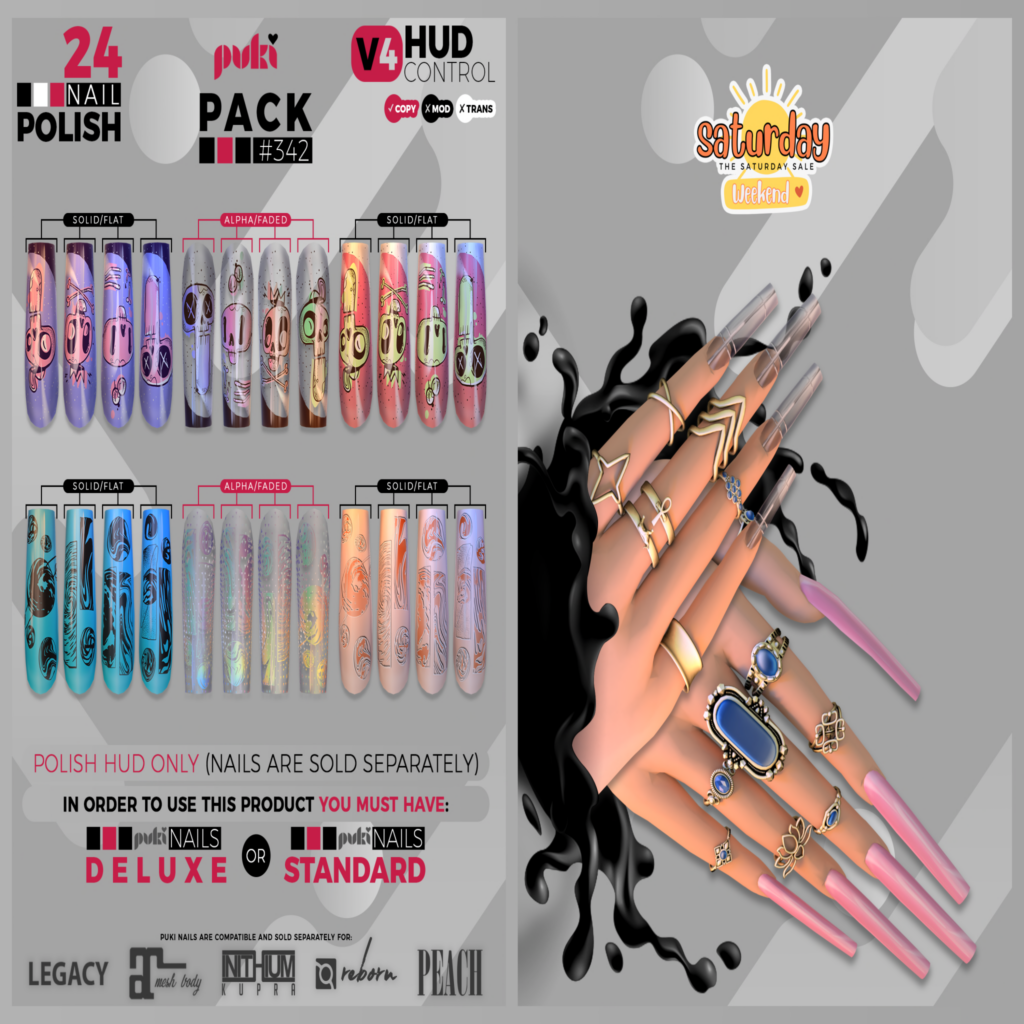 Pack #342 Nail Polish Appliers for Puki Mesh Nails - Inithium/Legacy/Maitreya/Peach/Reborn	&lt;a href=&quot;http://maps.secondlife.com/secondlife/The%20Valley/136/226/501&quot;&gt;Teleport&lt;/a&gt;