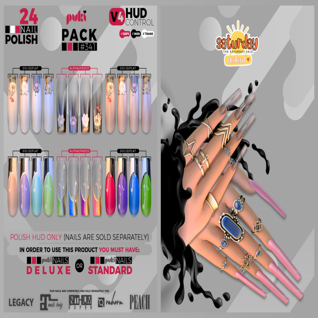 Pack 341 Nail Polish Appliers - Puki Deluxe/Puki Standard	&lt;a href=&quot;http://maps.secondlife.com/secondlife/The%20Valley/136/226/501&quot;&gt;Teleport&lt;/a&gt;