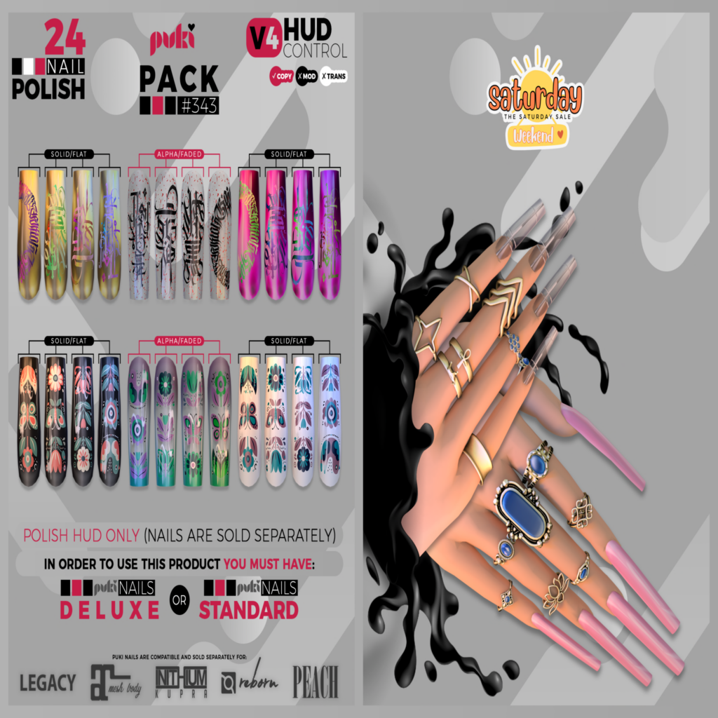 Pack #343 Nail Polish Appliers for Puki Mesh Nails - Inithium/Legacy/Maitreya/Peach/Reborn	&lt;a href=&quot;http://maps.secondlife.com/secondlife/The%20Valley/136/226/501&quot;&gt;Teleport&lt;/a&gt;