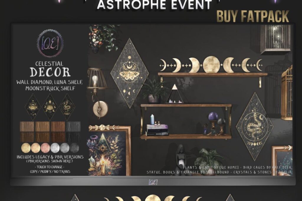 Celestial Décor, Moonstruck Shelf, Luna Shelf,Luna Diamond Wall Art, L$150-L$200 each/L$350 FP