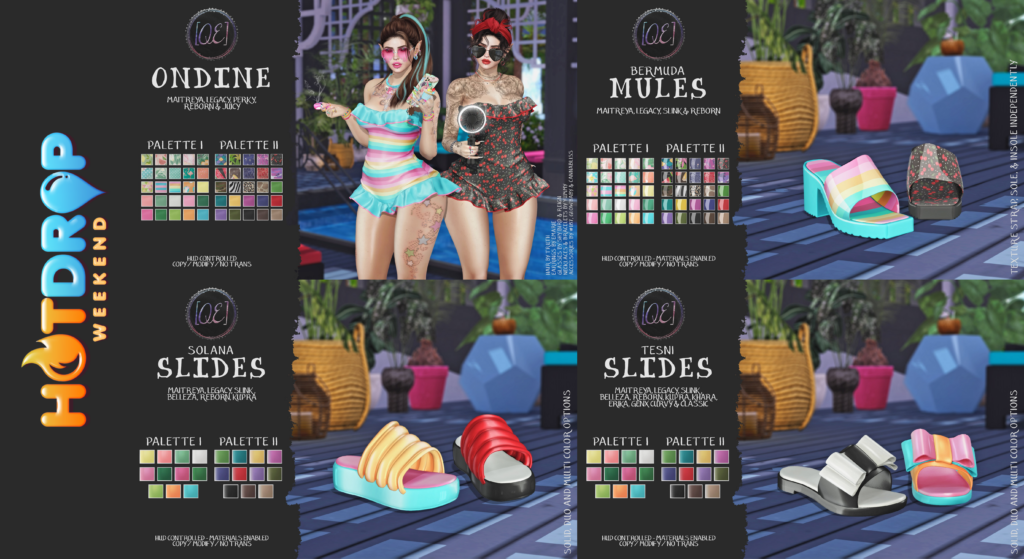 Ondine Swimsuit - Legacy/Maiterya/Reborn/+mods | Bermuda Mules - Legacy/Maitreya/Reborn/Slink | Solana Slides - Belleza/Inlithium/Legacy/Maitreya/Reborn/Slink | Tesni Slides - Belleza/Erika/Inlithium/Legacy/Maitreya/Reborn/Slink