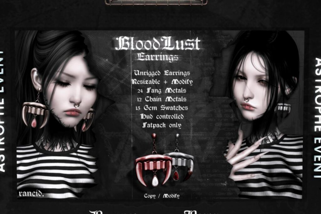 Blood Lust Earrings, L$350