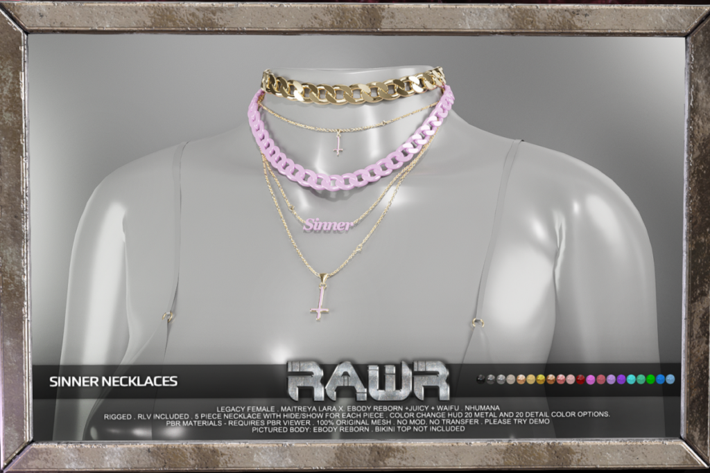 Sinner Necklaces - Legacy/MaitreyaX/Nhumana/Reborn/+mods, L$299