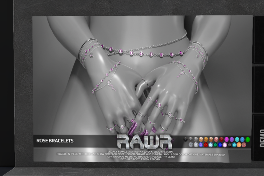 Rose Bracelets - Legacy/Maitreya/Reborn/+mods	&lt;a href=&quot;http://maps.secondlife.com/secondlife/RAWR/21/137/21&quot;&gt;Teleport&lt;/a&gt;