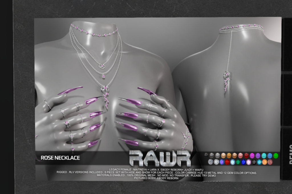 Rose Necklaces - Legacy/Maitreya/Reborn/+mods	&lt;a href=&quot;http://maps.secondlife.com/secondlife/RAWR/21/137/21&quot;&gt;Teleport&lt;/a&gt;