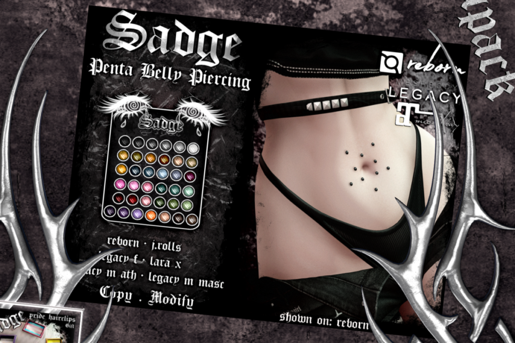 Penta Belly Piercing - Legacy M+F/MaitreyaX/Reborn/+mods, L$349