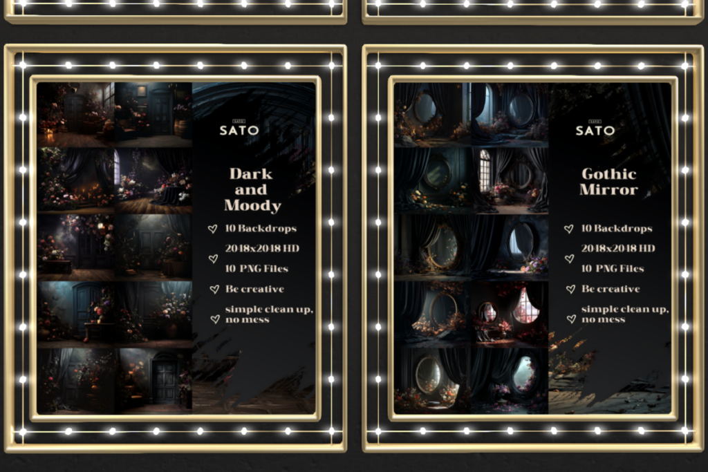Dark and Moody &amp; Gothic Mirror Backdrops, L$180 each
