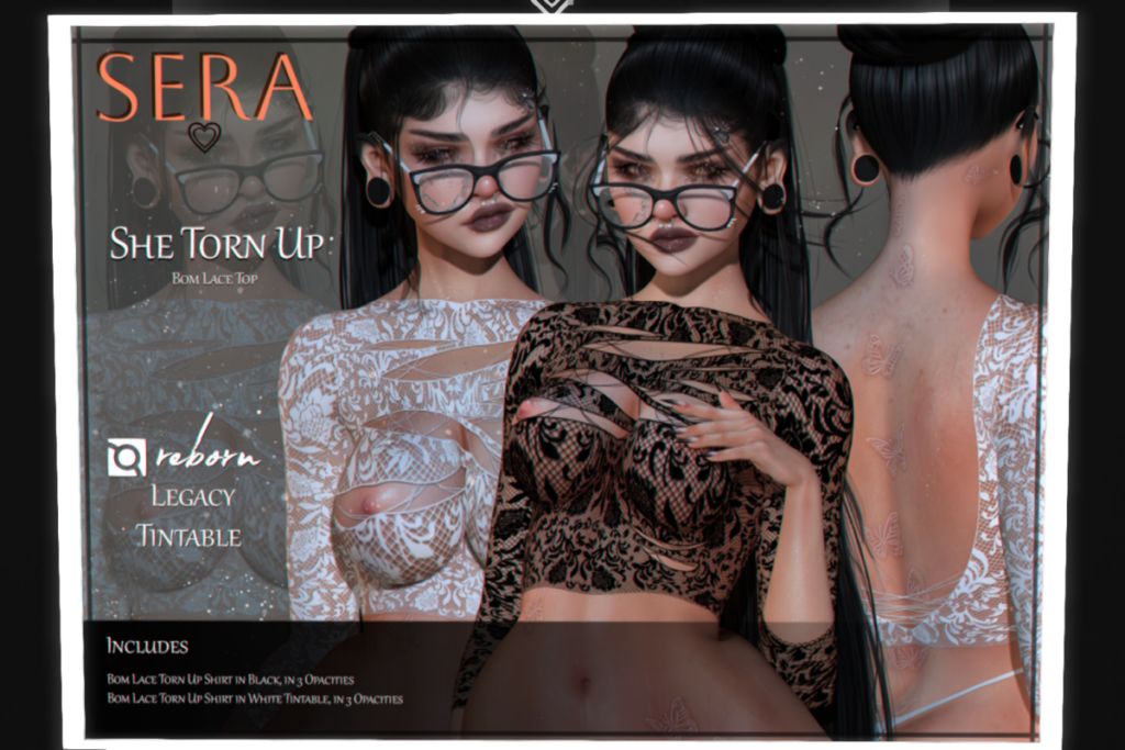 She Torn Up Lace Top - BOM, L$299