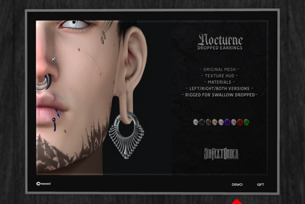 Nocturne Dropped Earrings - Swallow Dropped, L$199