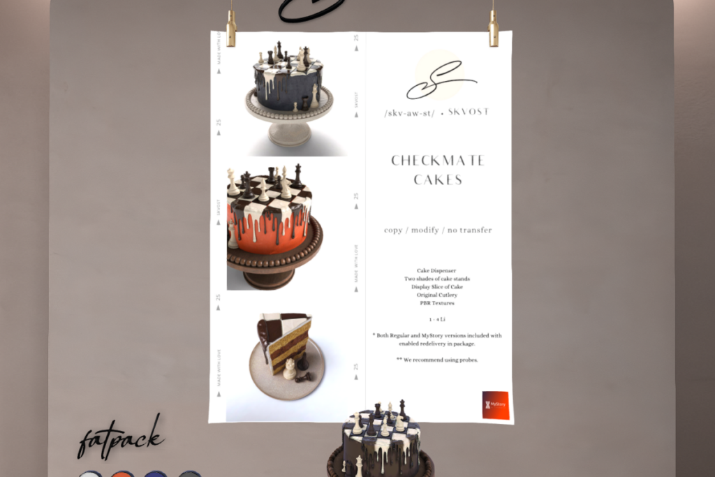 Checkmate Cakes, L$399 each/L$899 FP