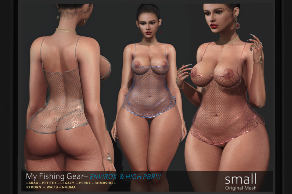My Fishing Gear Dress - Legacy/MaitreyaX/Nhumana/Reborn/+mods, L$699 each/L$1999 FP