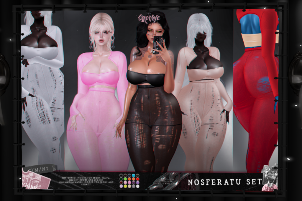 Nosferatu Top &amp; Shrug and Stockings &amp; Panties - Legacy/Reborn/+mods, L$250 each/L$700 each FP/L$1300 MP
