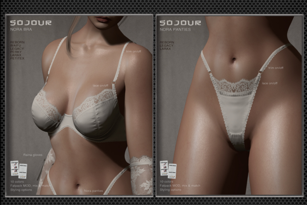 Nora Bra and Panties - Legacy/MaitreyaX/Reborn/+mods, L$230 each/L$999 each FP