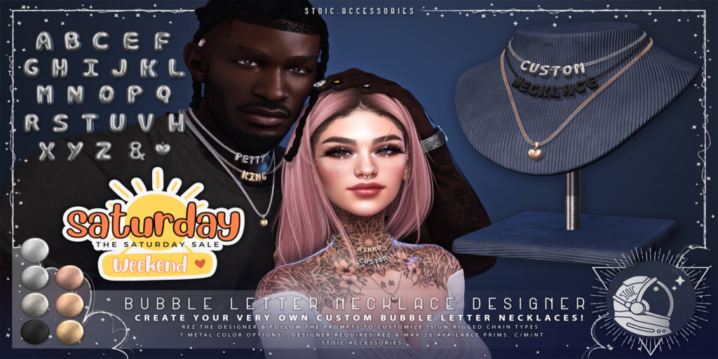 Bubble Letter Necklace Designer	&lt;a href=&quot;http://maps.secondlife.com/secondlife/EXHALE/133/163/50&quot;&gt;Teleport&lt;/a&gt;