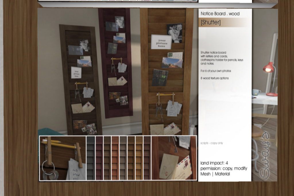 Notice Board - Wood	&lt;a href=&quot;http://maps.secondlife.com/secondlife/SwayLand/125/125/27&quot;&gt;TELEPORT&lt;/a&gt;