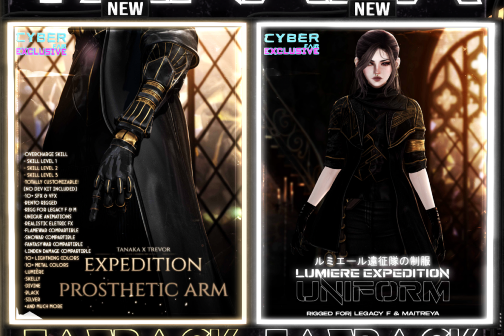 Expedition Prosthetic Arm, L$450 each/L$1700 FP | Lumiere Expedition Coat - Legacy/Maitreya, L$350 each/L$950 FP