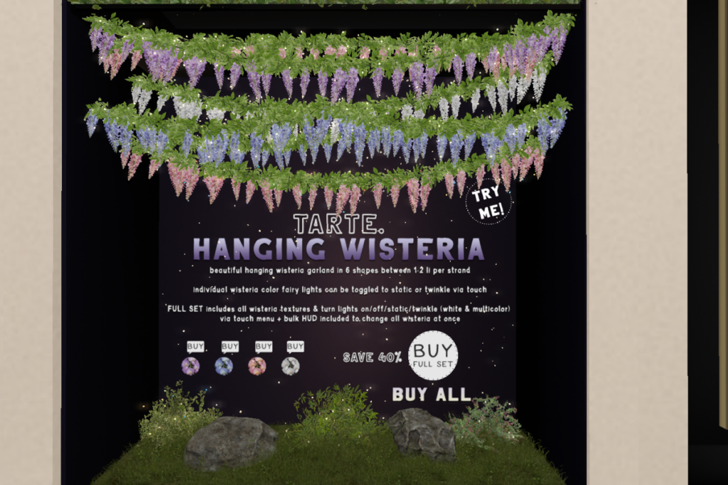Hanging Wisteria, L$288 each/L$788 FP