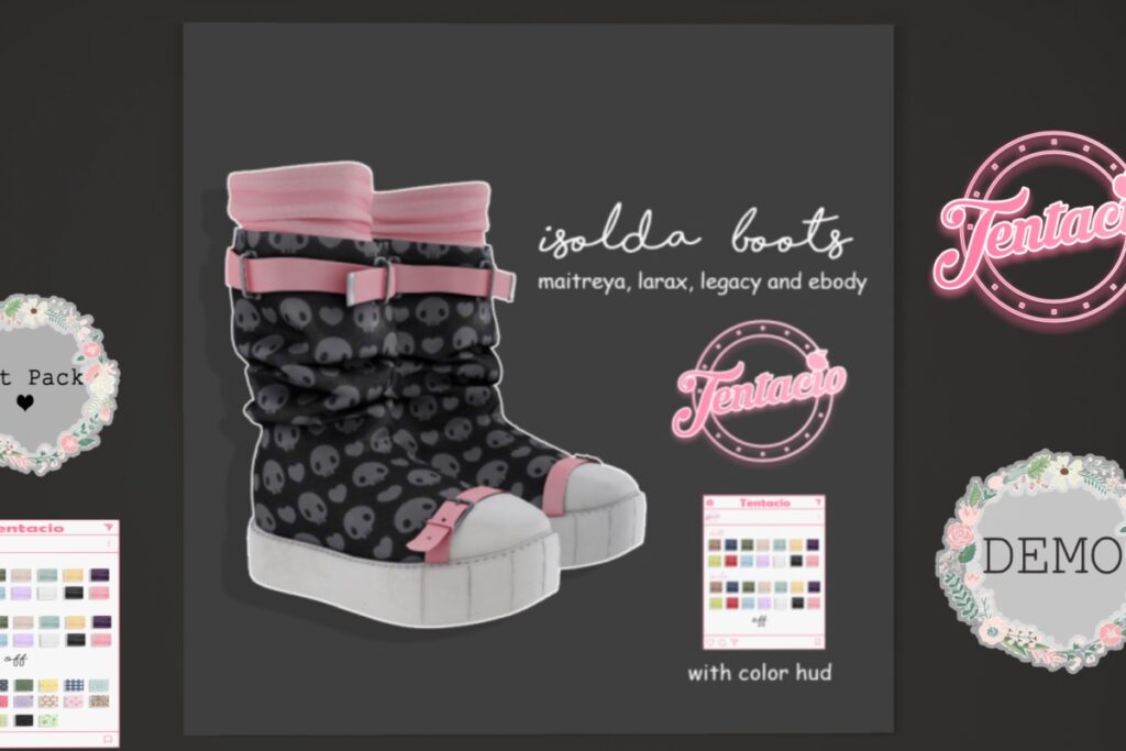 Isolda Boots - Legacy/Maitreya/Reborn/+mods, L$245 each/L$1299 FP