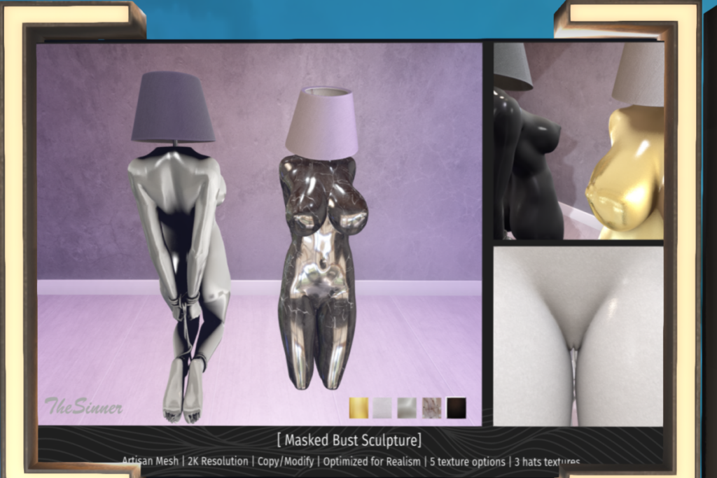 Masked Bust Sculpture, L$369