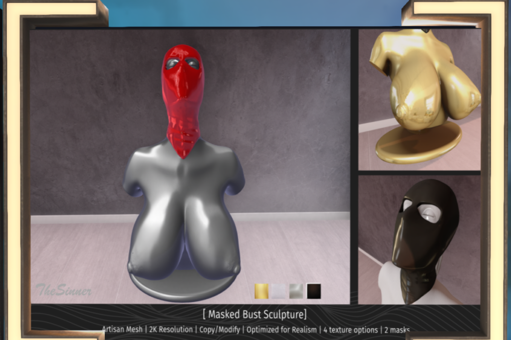 Masked Bust Sculpture, L$369