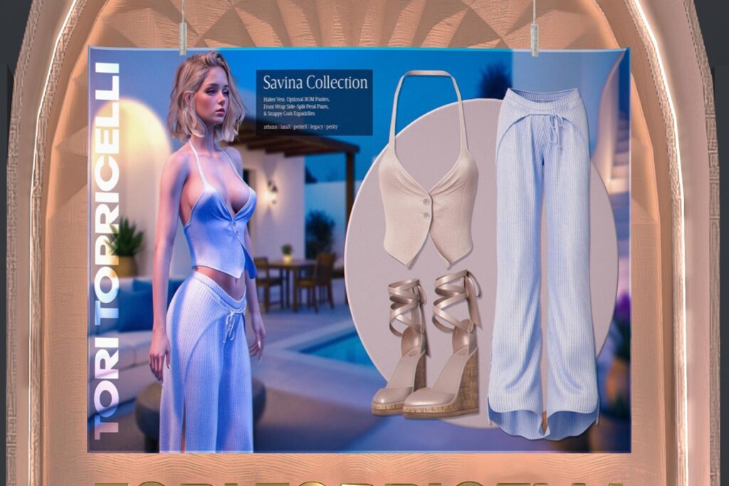Savina Vest, Savina Pants &amp; Savina Espadrilles Shoes - Legacy/MaitreyaX/Reborn/+mods, L$299 each/L$1299-L$1699 each FP