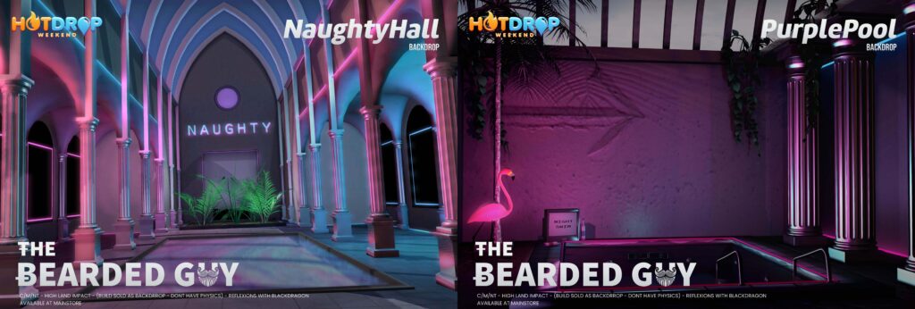 Naughty Hall &amp; Purple Pool Backdrops