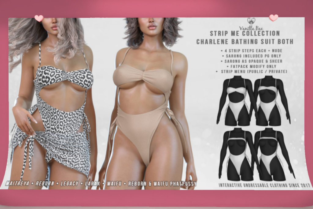 Charlene Bathing Suit - Legacy/Maitreya/Reborn/+mods, L$388 each/L$988 FP