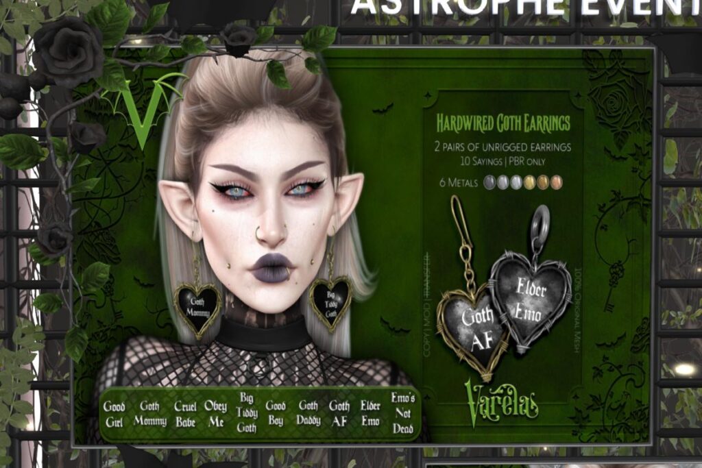 Hardwired Goth Earrings, L$299 each/L$479 FP