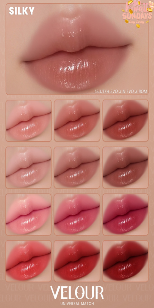 Silky Lipstick - EvoX	&lt;a href=&quot;https://maps.secondlife.com/secondlife/VELOUR/88/118/42&quot;&gt;Teleport&lt;/a&gt;