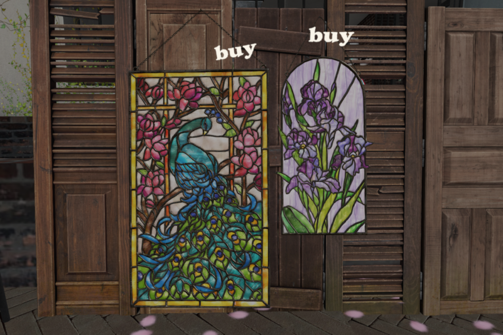 Stained Glass Iris Suncatcher | Stained Glass Peacock Suncatcher	&lt;a href=&quot;http://maps.secondlife.com/secondlife/Pure%20Dreams/134/108/18&quot;&gt;Teleport&lt;/a&gt;