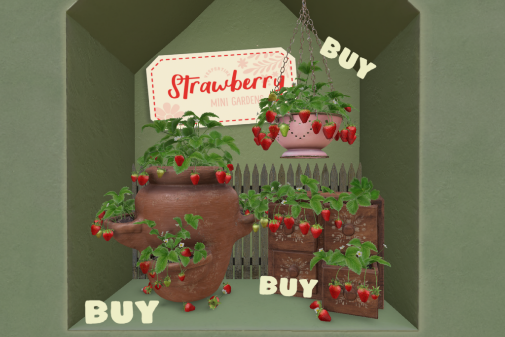 Strawberry Mini Gardens, L$155-L$200 each