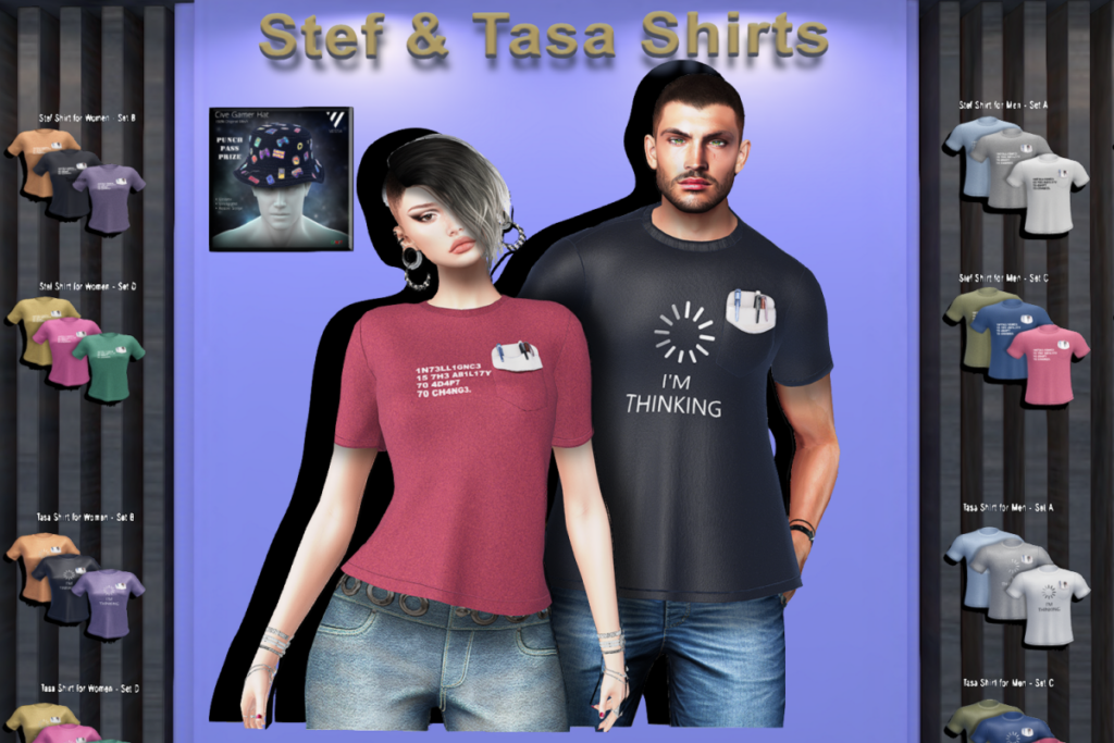 Tasa and Stef Shirts - Jake/Legacy F+M/Maitreya/Reborn/+mods, L$225 each/L$550 each FP