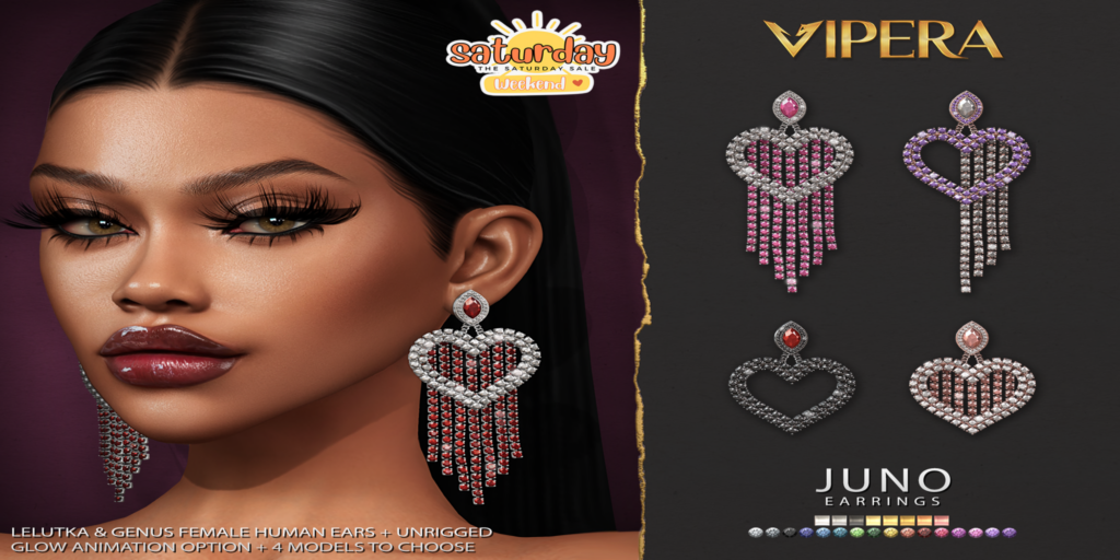 Juno Earrings - EvoX/Genus/unrigged	&lt;a href=&quot;https://maps.secondlife.com/secondlife/Stone%20Diamond/123/128/19&quot;&gt;Teleport&lt;/a&gt;