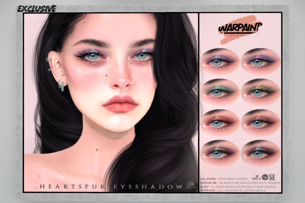 Heartspur Eyeshadow - EvoX/Genus/SLUV, L$240 each/L$520 FP