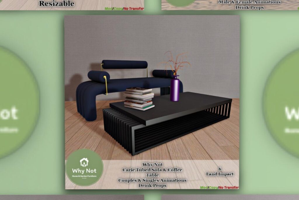 Carie Tubed Sofa &amp; Coffee Table, L$263