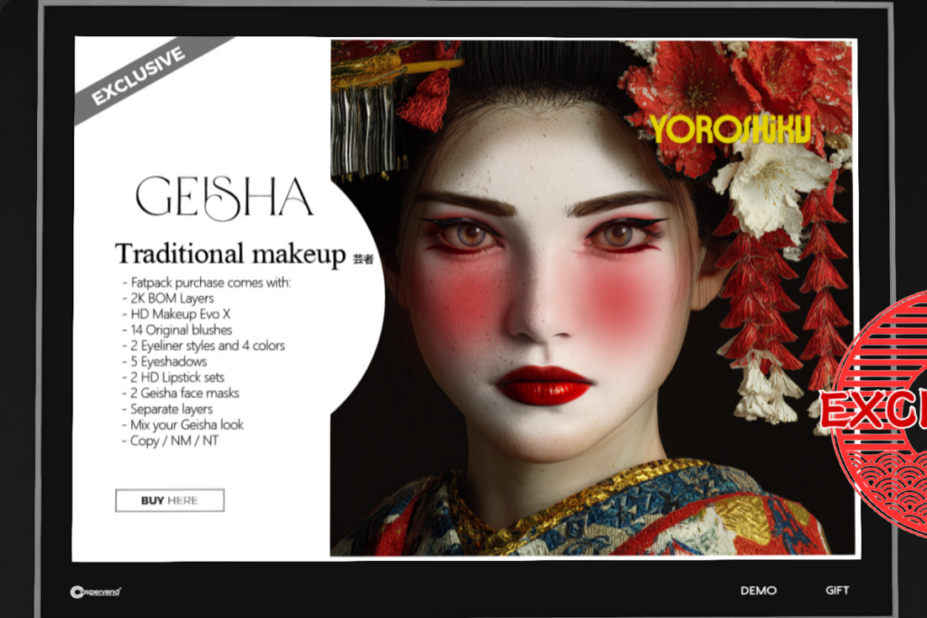 Geisha Traditional Makeup - EvoX, L$250-L$299 each/L$990 FP
