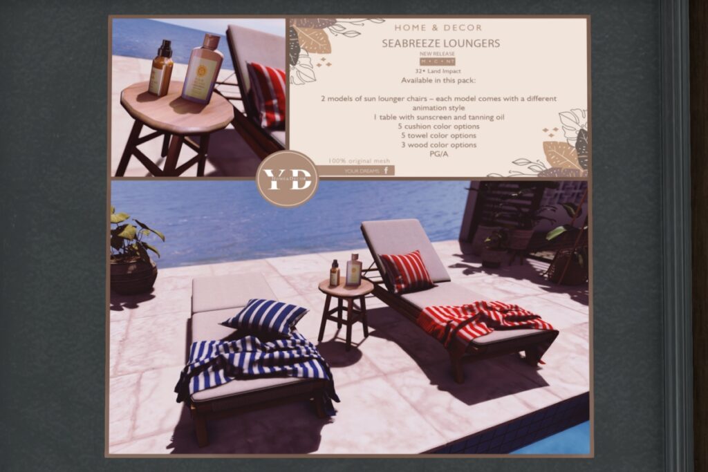 Seabreeze Loungers Decor Set, L$400 FP
